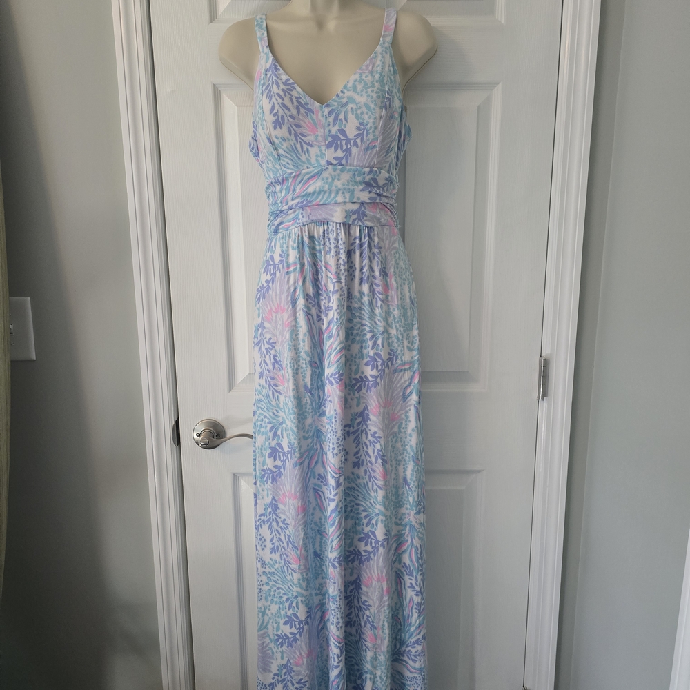 Lilly Pulitzer Pastel Blue and Pink Maxi Dress